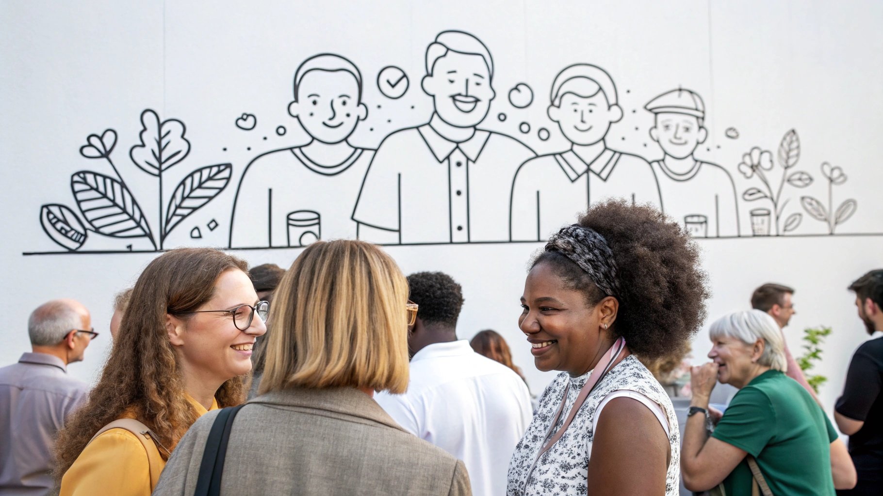 人々が集まるイラスト